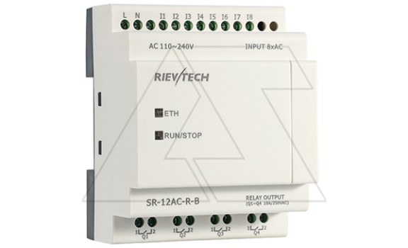 Программируемый логический контроллер SR-12DC-DA-R-B, 12_24VDC, 8DI(4AI/0_10V), 4RO(10A), RTC, Ethernet, без ЖКИ Rievtech даташит схема