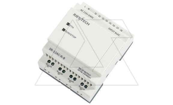 Программируемый логический контроллер SR-12DC-DA-R-B, 12_24VDC, 8DI(4AI/0_10V), 4RO(10A), RTC, Ethernet, без ЖКИ Rievtech даташит схема