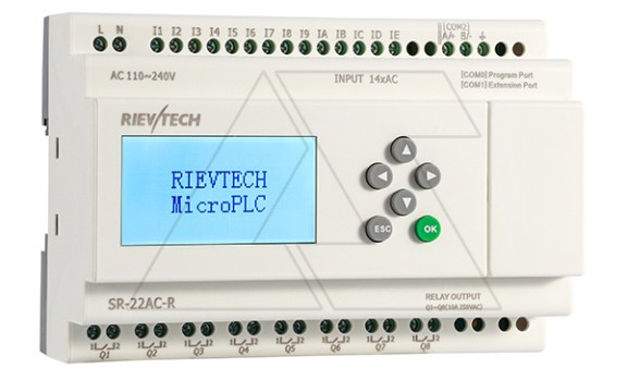 Программируемый логический контроллер SR-22AC-R, 110_240VAC, 14DI, 8RO(10A), RTC, Ethernet, ЖКИ Rievtech даташит схема