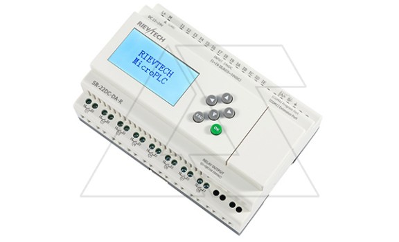 Программируемый логический контроллер SR-22DC-DA-R, 12_24VDC, 14DI(6AI/0_10V), 8RO(10A), RTC, Ethernet, ЖКИ Rievtech даташит схема