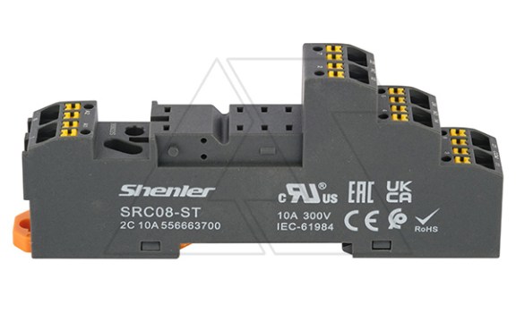 Цоколь SRC08-ST, 10A(300V), push-in, черный, на рейку DIN35, для R2G1CH, R2G2CH, RM84, RM85, RM87L, RM87P, RMP84, RMP85, 41.52, 41.61, 41.81, RT2, G2R фото