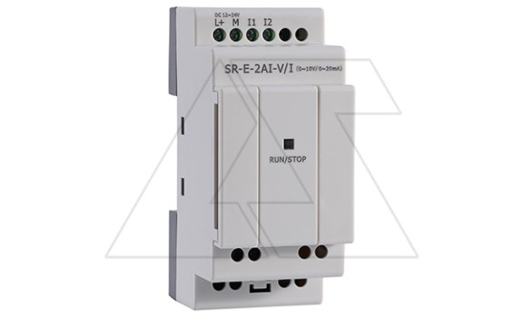 Модуль расширения SR-E-2AI-I, 12_24VDC, 2AI(0/4_20mA, res:0.02mA), для ПЛК серий SR и PR Rievtech даташит схема