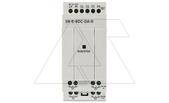 Модуль расширения SR-E-8DC-DA-R, 12_24VDC, 4DI/AI(0_10V), 4RO(2RO/3A+2RO/10A), для ПЛК серий SR и PR Rievtech даташит схема