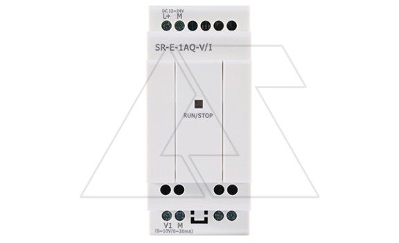 Модуль расширения SR-E-AQ-V/I, 12_24VDC, 1AO(0_10V, 0/4_20mA, res:0.01V/0.02mA), для ПЛК серий SR и PR фото