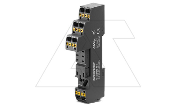 Цоколь SRU08-ST, 10A(300V), push-in, черный, на рейку DIN35, для RFT2CO, 46.52, G2R-2, KRI2 фото