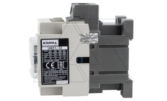 Контактор UKC1-12-11-24AC, 3P, 12A(AC-3), 25A(AC-1), 5.5kW(400VAC), Uк=24VAC, 1NO+1NC Kripal даташит схема