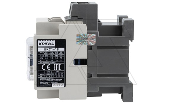Контактор UKC1-18-11-110AC, 3P, 18A(AC-3), 40A(AC-1), 7.5kW(400VAC), Uк=110VAC, 1NO+1NC Kripal даташит схема