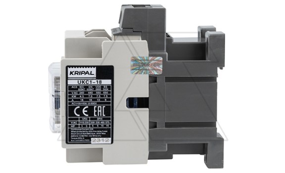 Контактор UKC1-18-11-24AC, 3P, 18A(AC-3), 40A(AC-1), 7.5kW(400VAC), Uк=24VAC, 1NO+1NC Kripal даташит схема