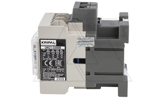 Контактор UKC1-22008-00-230AC, 2NO+2NC, 32A(AC-1), 22A(AC-3), Uк=230VAC Kripal даташит схема
