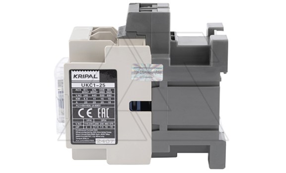 Контактор UKC1-25-11-400AC, 3P, 25A(AC-3), 40A(AC-1), 11kW(400VAC), Uк=400VAC, 1NO+1NC Kripal даташит схема