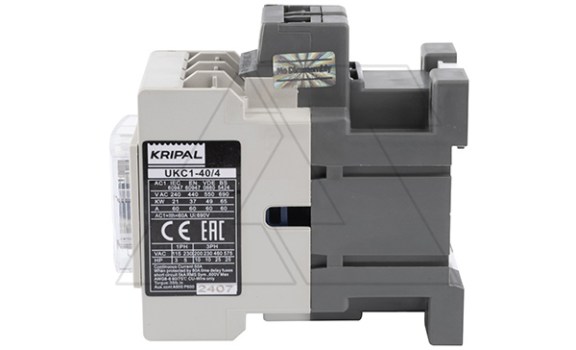 Контактор UKC1-40/4-00-230AC, 4P, 40A(AC-3), 60A(AC-1), 18.5kW(400VAC), Uк=230VAC Kripal даташит схема
