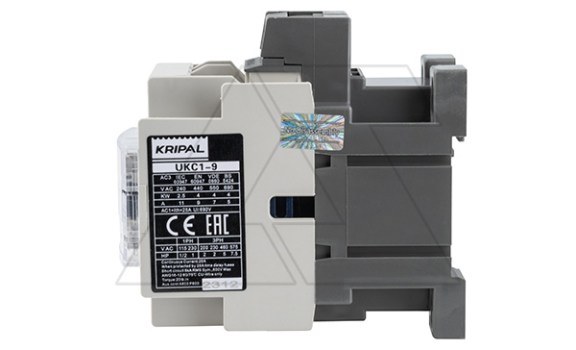Контактор UKC1-9-11-110AC, 3P, 9A(AC-3), 25A(AC-1), 4kW(400VAC), Uк=110VAC, 1NO+1NC Kripal даташит схема