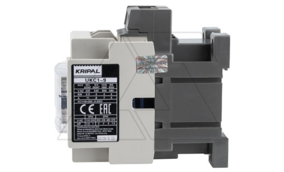 Контактор UKC1-9-11-230AC, 3P, 9A(AC-3), 25A(AC-1), 4kW(400VAC), Uк=230VAC, 1NO+1NC Kripal даташит схема