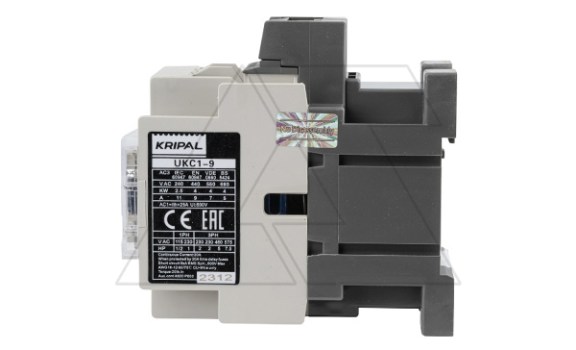Контактор UKC1-9-11-400AC, 3P, 9A(AC-3), 25A(AC-1), 4kW(400VAC), Uк=400VAC, 1NO+1NC Kripal даташит схема