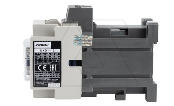 Контактор UKD1-12-11-24DC, 3P, 12A(AC-3), 25A(AC-1), 5.5kW(400VAC), Uк=24VDC, 1NO+1NC Kripal даташит схема