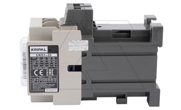 Контактор UKD1-25-11-24DC, 3P, 25A(AC-3), 40A(AC-1), 11kW(400VAC), Uк=24VDC, 1NO+1NC Kripal даташит схема