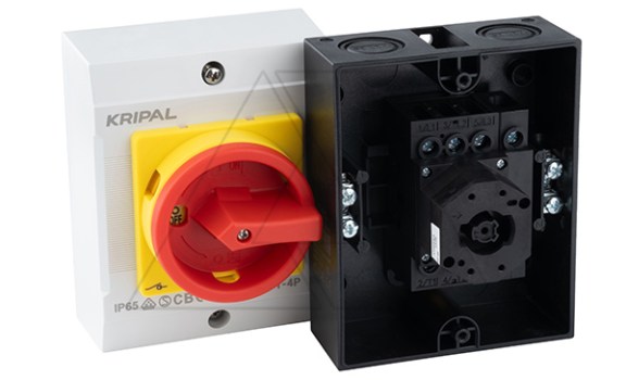 Выключатель нагрузки UKP1-432, 3Р+N, 32А/AC21, 11kW/AC23A, 440VAC, красная блок. рукоятка, в корпусе IP65 Kripal даташит схема