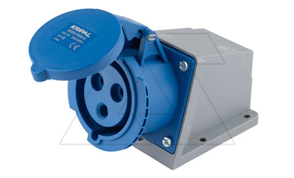 Разъем пром. силовой CEE настенный угловой, гнездо, 32A, 2P+E 6h, 200_250VAC 50/60Hz, IP44, серия Hexie фото