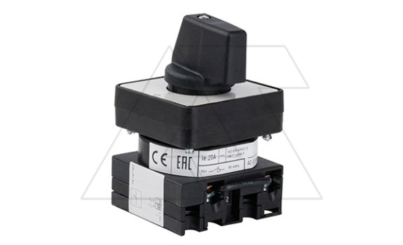 Переключатель UKT0-1-15511/E, 1P, 20A, тип 0-1←START (45°), на дверь, фронт IP65 Kripal даташит схема