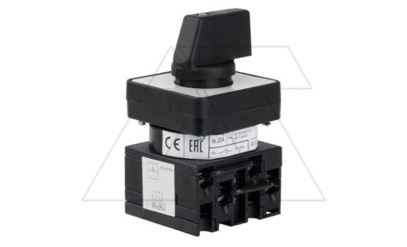 Переключатель UKT0-2-15512/E, 2P, 20A, тип 0-1←START (45°), на дверь, фронт IP65 Kripal даташит схема