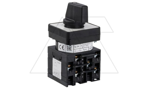 Переключатель UKT0-3-8216/E, 3P, 20A, тип 1→0←2, 3NO на 1_2, на дверь, фронт IP65 Kripal даташит схема