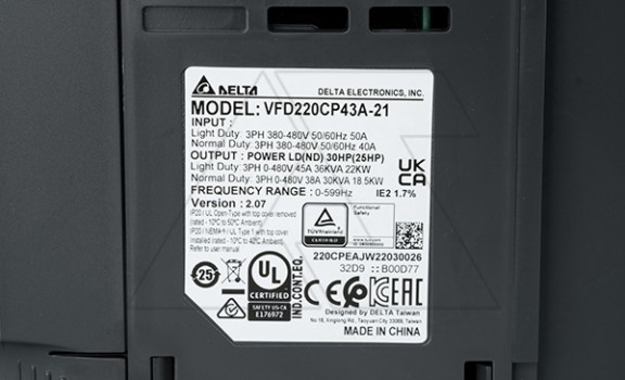 Преобразователь частоты CP2000, 400VAC, 22kW, 45A, IP20, корп.C Delta даташит схема