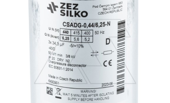 Конденсатор CSADG-0,44/6,25N, трехфазный, 6,25kVAr(440VAC), 5,2kVAr(400VAC), MKP заполненный газом, S=16mm², нормальный режим, IP20 ZEZ Silko даташит схема