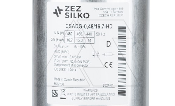 Конденсатор CSADG-0,48/16,7-HD, трехфазный, 16,7kVAr(480VAC), 14kVAr(440VAC), MKP заполненный газом, клеммник S=16mm², тяжелый режим, IP20 ZEZ Silko даташит схема
