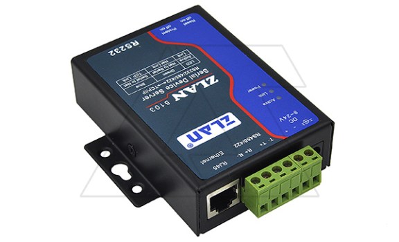Преобразователь интерфейсов ZLAN5103, RS-232/485/422 в Ethernet, 1xRS-485/422, 1xRS-232, 24VDC ZLAN даташит схема