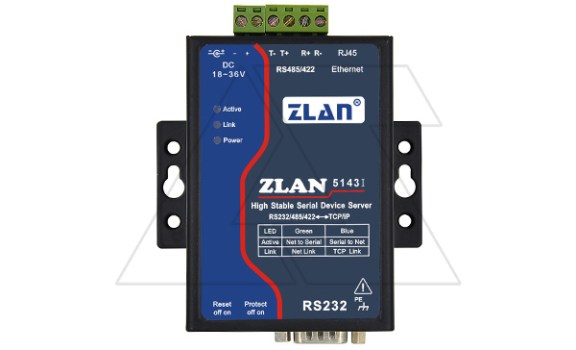 Преобразователь интерфейсов ZLAN5143I, RS-232/485/422 в Ethernet, 1xRS-485/422, 1xRS-232, с изоляцией 3кВ, Modbus Gateway, 24VDC фото