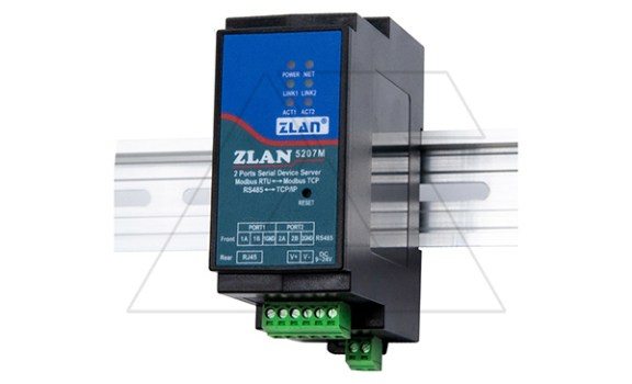 Преобразователь интерфейсов ZLAN5207M, RS-485 в Ethernet, 2xRS-485, Modbus Gateway, MQTT Gateway, 24VDC, DIN35 фото