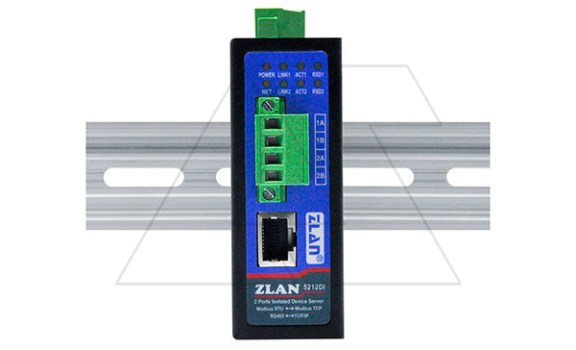 Преобразователь интерфейсов ZLAN5212DI, RS-485 в Ethernet, 2xRS-485 с изоляцией, Modbus Gateway, 24VDC, DIN35 фото