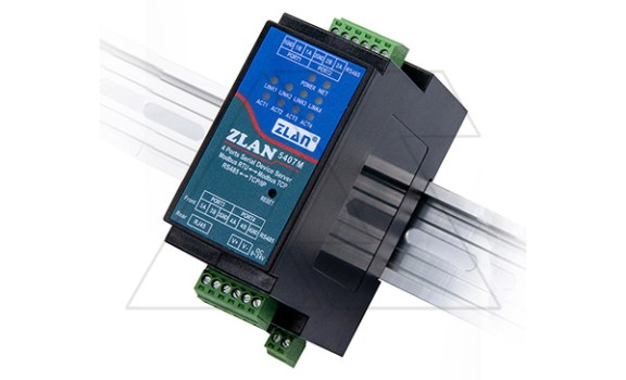 Преобразователь интерфейсов ZLAN5407M, RS-485 в Ethernet, 4xRS-485, Modbus Gateway, MQTT Gateway, 24VDC, DIN35 фото