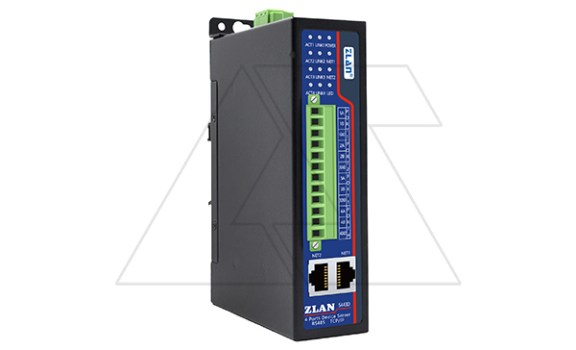 Преобразователь интерфейсов ZLAN5443D, RS-485 в Ethernet, 4xRS-485, 2xEthernet, Modbus Gateway, 24VDC, DIN35 ZLAN даташит схема