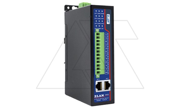 Преобразователь интерфейсов ZLAN5443D, RS-485 в Ethernet, 4xRS-485, 2xEthernet, Modbus Gateway, 24VDC, DIN35 фото