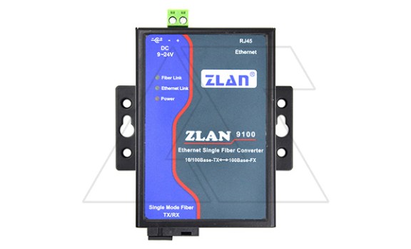 Оптоволоконный преобразователь ZLAN9100-5-EU (используется с ZLAN9100-3-EU), 10/100M Ethernet в одномодовое оптоволокно, разъем SC, 24VDC, EU, DIN35 ZLAN даташит схема