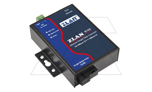 Оптоволоконный преобразователь ZLAN9100-5-EU (используется с ZLAN9100-3-EU), 10/100M Ethernet в одномодовое оптоволокно, разъем SC, 24VDC, EU, DIN35 фото