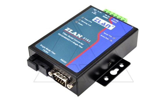 Оптоволоконный преобразователь ZLAN9163-5-EU (используется с ZLAN9163-3-EU), RS-232/485/422 в одномодовое оптоволокно, разъем SC, 24VDC, EU, DIN35 фото