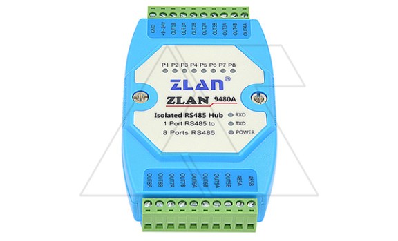 Концентратор последовательных интерфейсов ZLAN9480A, RS-485 в RS-485, 1xRS-485, 8xRS-485, 24VDC, DIN35 ZLAN даташит схема