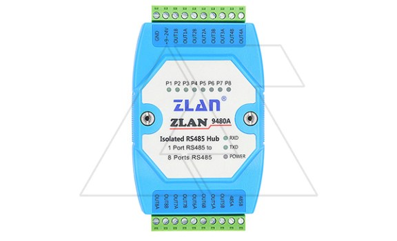 Концентратор последовательных интерфейсов ZLAN9480A, RS-485 в RS-485, 1xRS-485, 8xRS-485, 24VDC, DIN35 фото