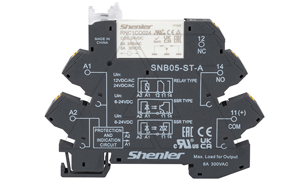 Купить Реле интерфейсное RNC1CO024 с колодкой SNB05-ST-A, push-in, 1CO, 6A(250VAC), 24VAC/DC, LED, W=6.2mm Shenler фото