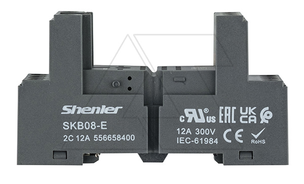 Купить Цоколь SKB08-E, 12A(300V), винтовой зажим, черный, на рейку DIN35/панель, для RKE2, RKF2, R2N, MY2, 55.32, KMY2, PT2, RCM2 Shenler фото