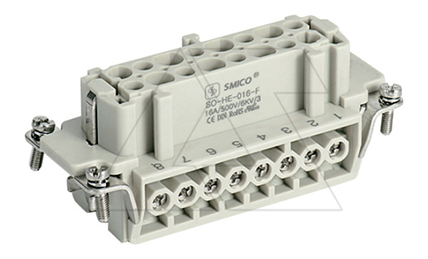 Купить Вставка контактная, размер H16B, тип гнездо, 16P+PE, 16A, 500V, винтовой зажим SMICO фото