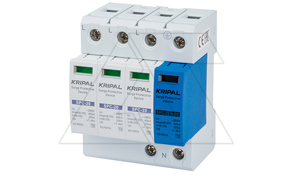 Купить Разрядник SPC-20/280/3P+N, 3P+N, 280VAC, In=20kA(8/20µs), класс C, индикация, 4M Kripal фото