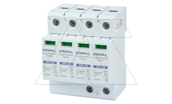 Купить Разрядник SPC-20/280/4P, 4P, 280VAC, In=20kA(8/20µs), класс C, индикация, 4M Kripal фото