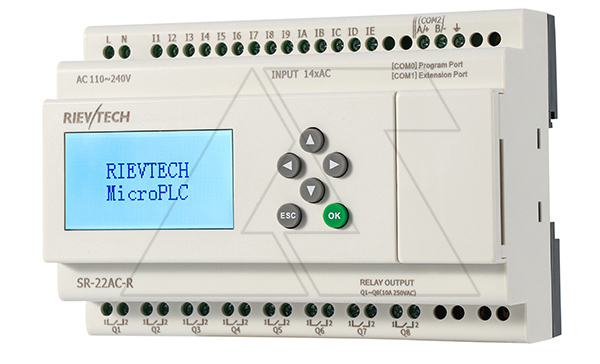 Купить Программируемый логический контроллер SR-22AC-R, 110_240VAC, 14DI, 8RO(10A), RTC, Ethernet, ЖКИ Rievtech фото