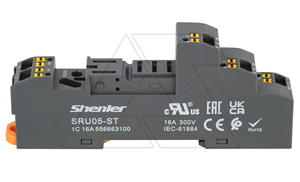 Купить Цоколь SRU05-ST, 16A(300V), push-in, черный, на рейку DIN35, для RFT1CO, 46.61, G2R-1, KRI1 Shenler фото