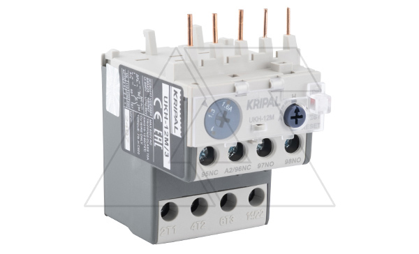 Купить Реле тепловой перегрузки UKH-12M, It=1_1.6A, 1NO+1NC, CLASS 10A, прямой монтаж для UKC(D)-6_16M Kripal фото